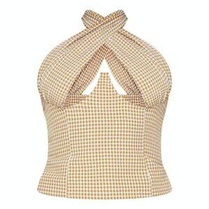 PrettyLittleThing Gingham Halter Corset Top